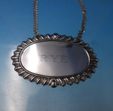 Gadroon by Unknown Sterling Silver Liquor Label "Rye" #352 2 1/4" (#5045)