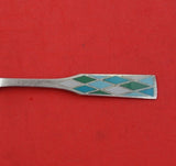 Harlequin Enameled by Georg Jensen Sterling Silver Demitasse Spoon w/Aqua Enamel
