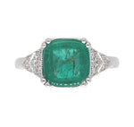 18k White Gold 2.23 Carat Genuine Natural Emerald Diamond Ring Size 6.5 (#J7011)