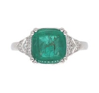 18k White Gold 2.23 Carat Genuine Natural Emerald Diamond Ring Size 6.5 (#J7011)