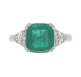 18k White Gold 2.23 Carat Genuine Natural Emerald Diamond Ring Size 6.5 (#J7011)