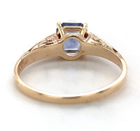 14k Yellow Gold 1.06 Carat Genuine Natural Ceylon Blue Sapphire Ring (#J7317)