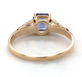 14k Yellow Gold 1.06 Carat Genuine Natural Ceylon Blue Sapphire Ring (#J7317)