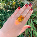 18k Yellow Gold Ring with a Huge 37 Carat Citrine Size 8.75 Easily Sized #J6336