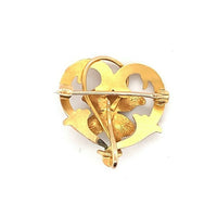 10k Yellow Gold Art Nouveau Watch Pin Flower with Pearl (#J5466)