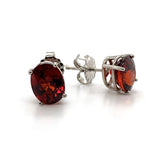 Platinum 4.08 Carat TW Genuine Natural Spessartine Garnet Stud Earrings (#J6372)