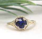 Rare 14k Yellow Gold .55ct Purple Genuine Natural Sapphire Filigree Ring (#7173)