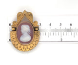 Victorian 14k Yellow Gold Genuine Natural Agate Cameo Pin / Pendant (#J6192)