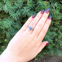 18k Gold Filigree Ring with .57ct Genuine Natural Sapphire Art Deco (#J6405)