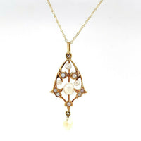 14k Yellow Gold Freshwater River Pearls Lavaliere Pendant (#J5462)