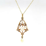 14k Yellow Gold Freshwater River Pearls Lavaliere Pendant (#J5462)
