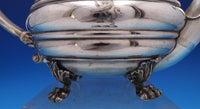 Gadroon by Unknown Silverplate Tea Pot w/ Chrysanthemum Finial Lion Feet (#8296)