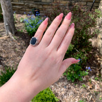 10k White Gold Filigree Genuine Natural Black Onyx Ring Size 5.25 (#J7264)