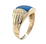 Vintage 10k Gold Men's 1.76ct Genuine Natural Blue Onyx Chalcedony Ring (#J6543)