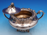 English Silver on Copper Tea Set 6pc 3-D Melon Finials w/ Family Crest (#9277)