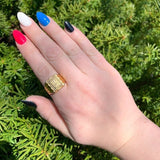 Italian 18k Yellow Gold Men's Ring with Palm Tree and Swords Size 10.75 (#J6636)