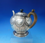 William Eaton English Georgian Sterling Silver Tea Pot with Swags Wood (#5700)