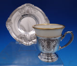 Saint Dunstan Chased by Gorham Sterling Silver Demitasse Cup Saucer Liner #8099