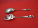 Queens Lace by International Sterling Silver Salad Serving Set 9 1/8"