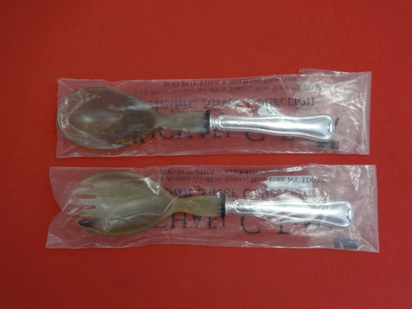 Danese by Fina-Italy Sterling Silver Salad Serving Set 2pc w/Horn 9 1/4" New