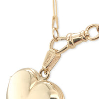 14k Yellow Gold Heart Locket Engraved Clover Elongated Chain Swivel Clasp #J7185