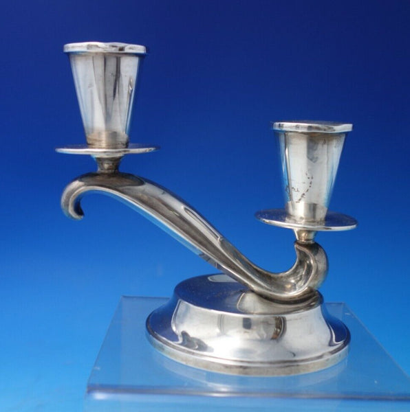 Fisher Sterling Silver Candle Holder 2-Light #C61 5 1/4" x 4 3/4" c.1960 (#6204)