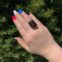 14k Gold Ring with Large Emerald Cut Genuine Natural Smoky Quartz (#J6608)