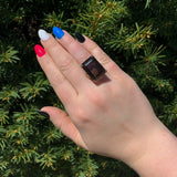 14k Gold Ring with Large Emerald Cut Genuine Natural Smoky Quartz (#J6608)