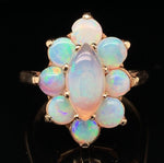 14k Yellow Gold Marquise Genuine Natural Opal Cluster Ring Size 6.25 (#J6493)