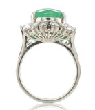 Platinum GIA A Jadeite Jade Ring with 1.36cttw in Diamonds Size 7 (#J6910)