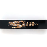 Victorian 14k Gold Black Onyx and Pearl Bar Pin Lily of the Valley (#J6251)