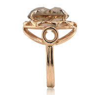 18k and 14k Rose Gold Handwrought Genuine Natural Smoky Quartz Ring (#J6605)