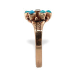 Victorian 10k Rose Gold Turquoise / Glass and Pearl Rosette Ring (#J7077)