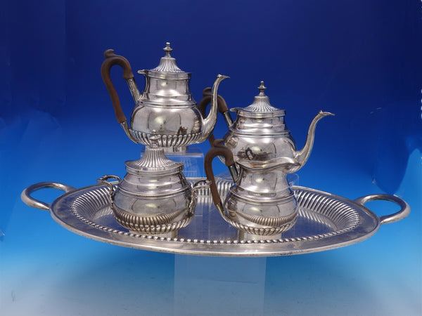 Portuguese .833 Silver Tea Set 5-Piece with Fluted / Ribbed Design (#3688)