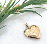 14k Yellow Gold Heart Shaped Locket Pendant Necklace with Chain (#J7611)