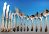 English Antique Hammered R&B Sterling Silver Flatware Set Service 171 pcs Dinner