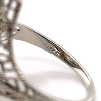 14k White Gold Moss Genuine Natural Agate Filigree Ring Jewelry (#J5748)
