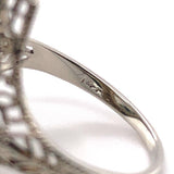 14k White Gold Moss Genuine Natural Agate Filigree Ring Jewelry (#J5748)