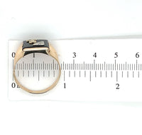 10k Yellow Gold Genuine Natural Onyx and Diamond Men's Ring Initial "L" (#J6129)
