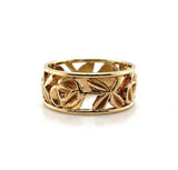 14k Yellow Gold Band with Pierced Roses Size 5.75 (#J5557)
