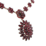 Rosette Genuine Natural Bohemian Garnet Necklace w/ Large Rosette Drop (#J6953)