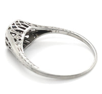 18k Gold Art Deco .15ct Genuine Natural Diamond Filigree Ring Size 7.75 (#J6901)