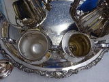 Grande Baroque by Wallace Silverplate Tea Set 4pc with Tray (#8643) Lovely!
