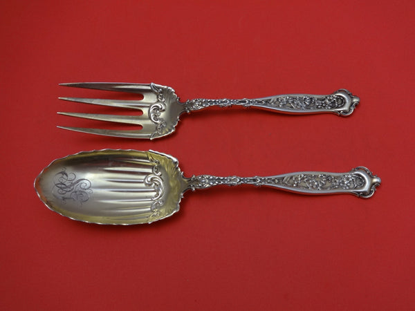 Dresden by Whiting Sterling Silver Salad Serving Set 2pc Vermeil 9"