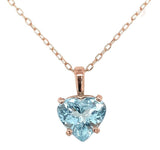 14k Rose Gold 1.73 Carat Heart Shape Genuine Natural Aquamarine Pendant (#J6728)