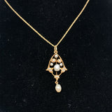 14k Yellow Gold Freshwater River Pearls Lavaliere Pendant (#J5462)