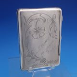 Russian .875 Silver Card Case Engraved Flower and Ribbon c. 1908-1926  (#6928)