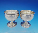 George Sharp Coin Silver Salt Cellars Pair with Band of Engraved Design (#3742)