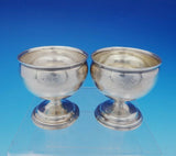 George Sharp Coin Silver Salt Cellars Pair with Band of Engraved Design (#3742)
