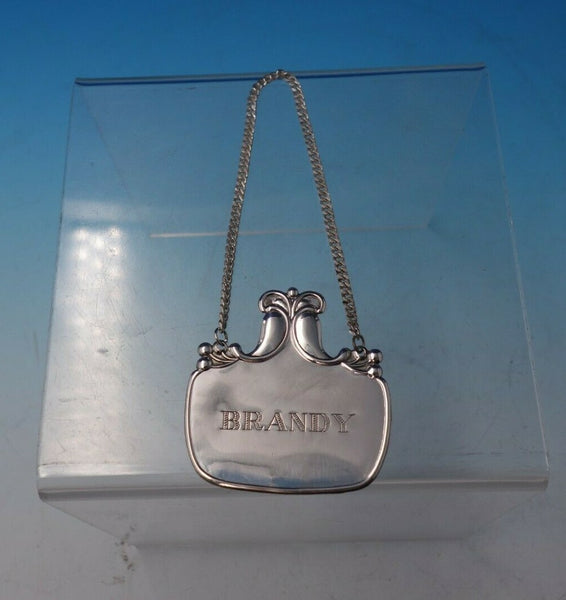 Sterling Silver Liquor Label "Brandy" with Leaf and Berry Motif #353 (#5038)